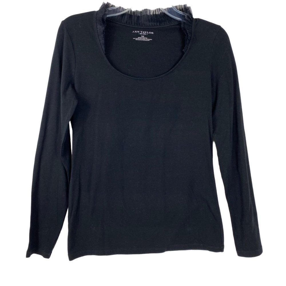 Ann Taylor Fancy Lace Black Long Sleeve- Size Xs